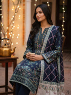 Lajward Midnight Navy 3 piece printed suit - lifestyle look
