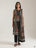 Raat Rani Black Rust 3 piece printed suit - full length front view