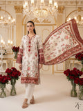 Gul-e-Rana Ivory Red 3 piece printed suit - editorial look