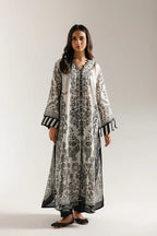 Bahaar - Digital Printed Silk Long Kaftan & Plazo 2 Piece