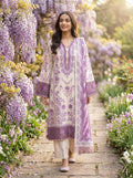 Khwab Ivory Lilac 3 piece printed suit - lifestyle look