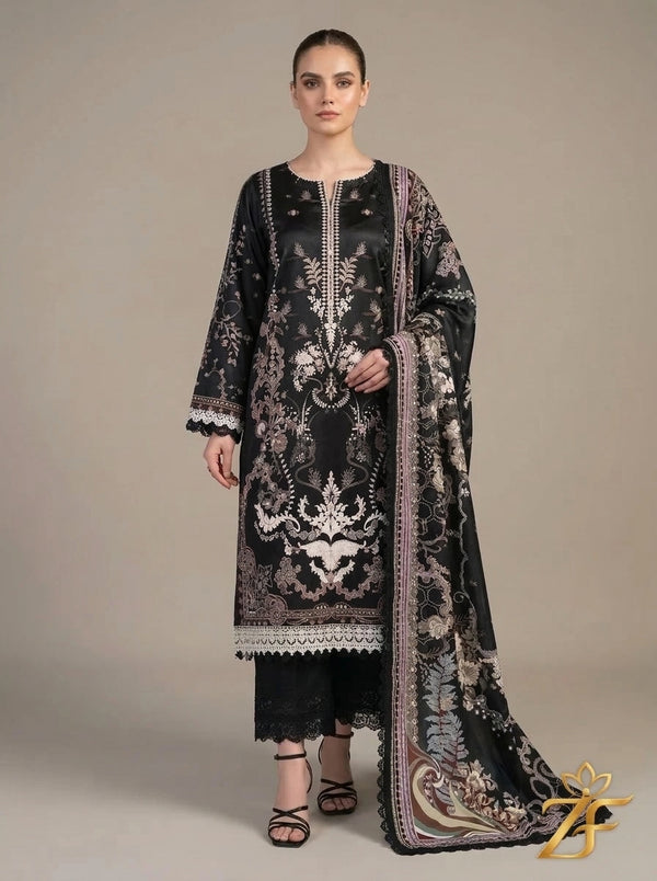 Kali Ghata - Black Ivory 3 Piece Printed Suit