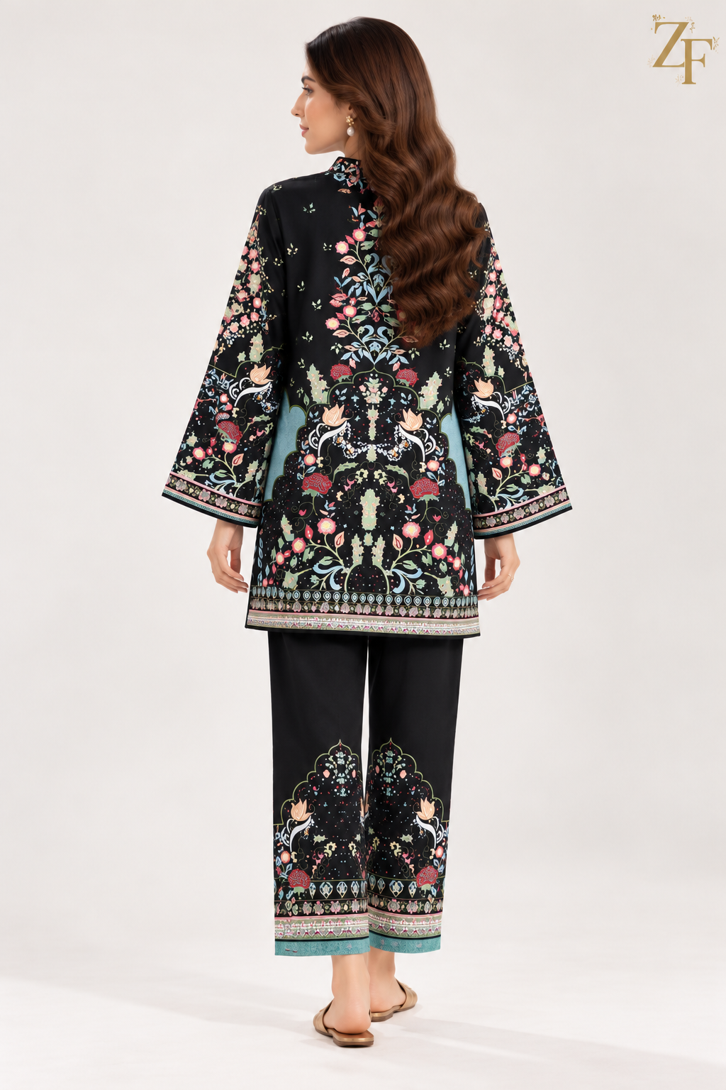 Shab-e-Gul - Black Floral 2 Piece Printed Suit