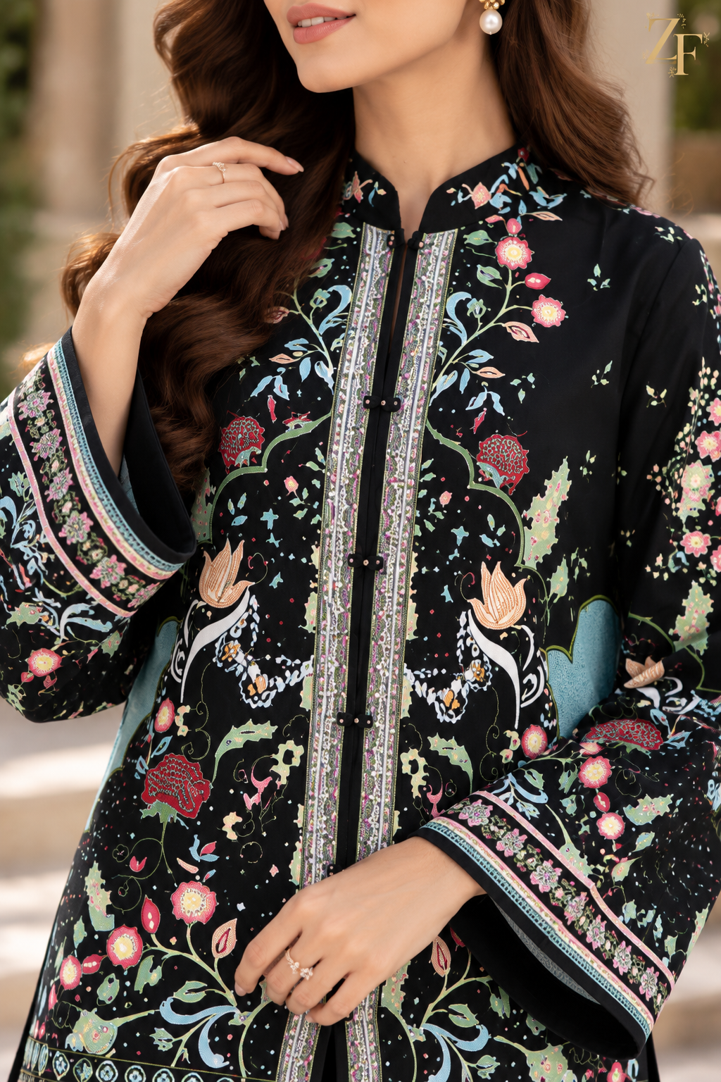 Shab-e-Gul - Black Floral 2 Piece Printed Suit