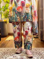 Rangeen - Multicolour 3D Floral Digital Printed Silk 3 Piece Suit