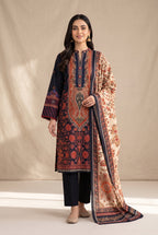 Kashmira - Navy Poly Lawn 3 Piece Printed Suit