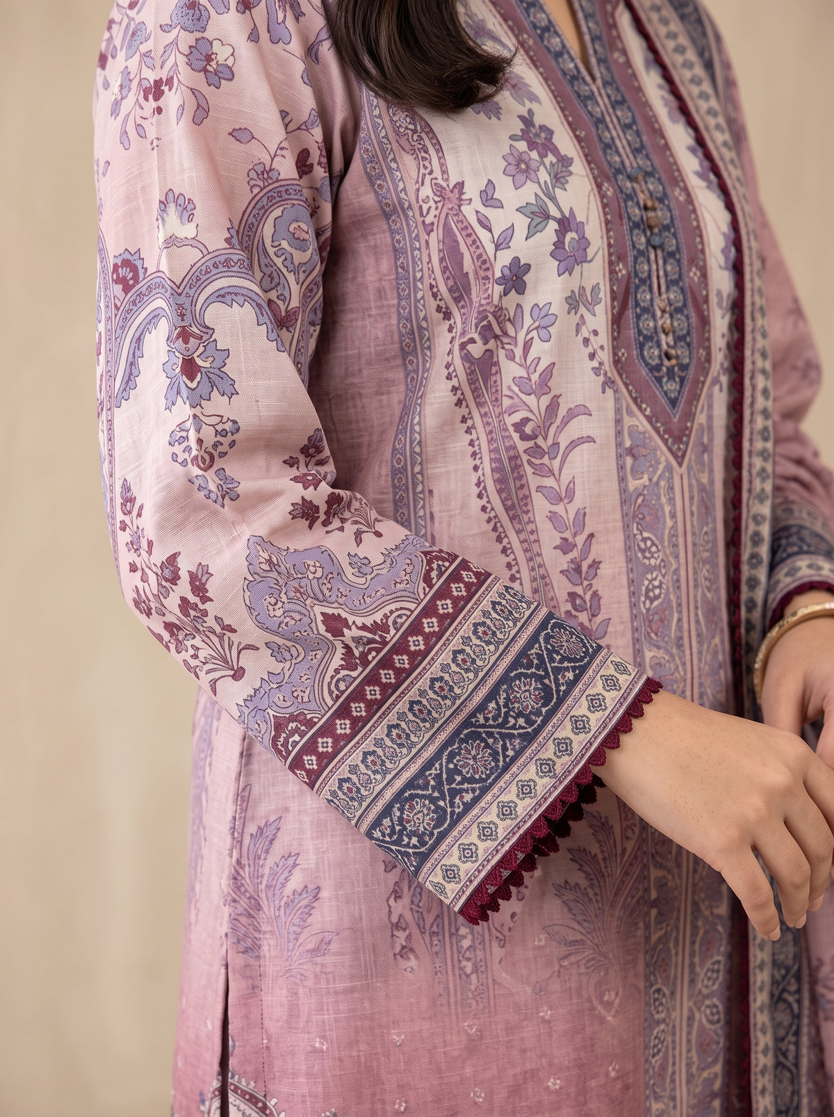 Banafsha - Lilac Pink Poly Lawn 3 Piece Printed Suit