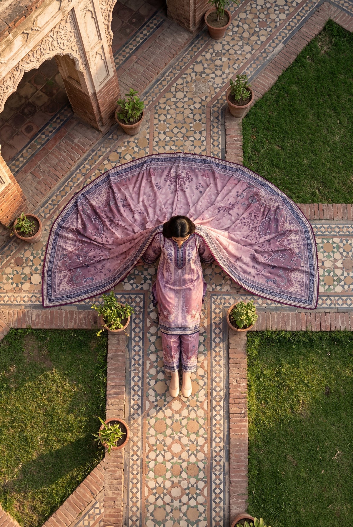 Banafsha - Lilac Pink Poly Lawn 3 Piece Printed Suit