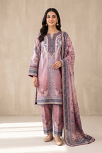 Banafsha - Lilac Pink Poly Lawn 3 Piece Printed Suit