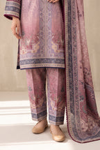 Banafsha - Lilac Pink Poly Lawn 3 Piece Printed Suit