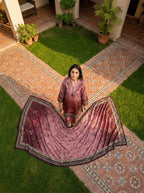 Gulrukh - Dusty Rose Poly Lawn 3 Piece Printed Suit