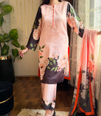 Black Roses digital printed silk 3-piece suit, image 2 of 4