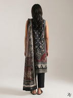 Raat Rani Black Rust 3 piece printed suit - back view