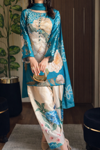 Emerald Bloom Co-ord Set digital printed silk 3-piece suit, image 2 of 5