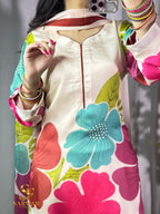 Floral Reverie digital printed silk 3-piece suit, image 4 of 5