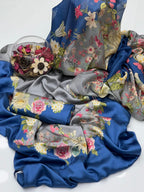 Grey Blue digital printed silk 3-piece suit, image 2 of 2