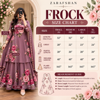 Zarafshan frock size chart - Small, Medium, Large, XL