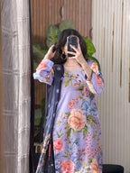 Lilac Bloom digital printed silk 3-piece suit, image 3 of 3