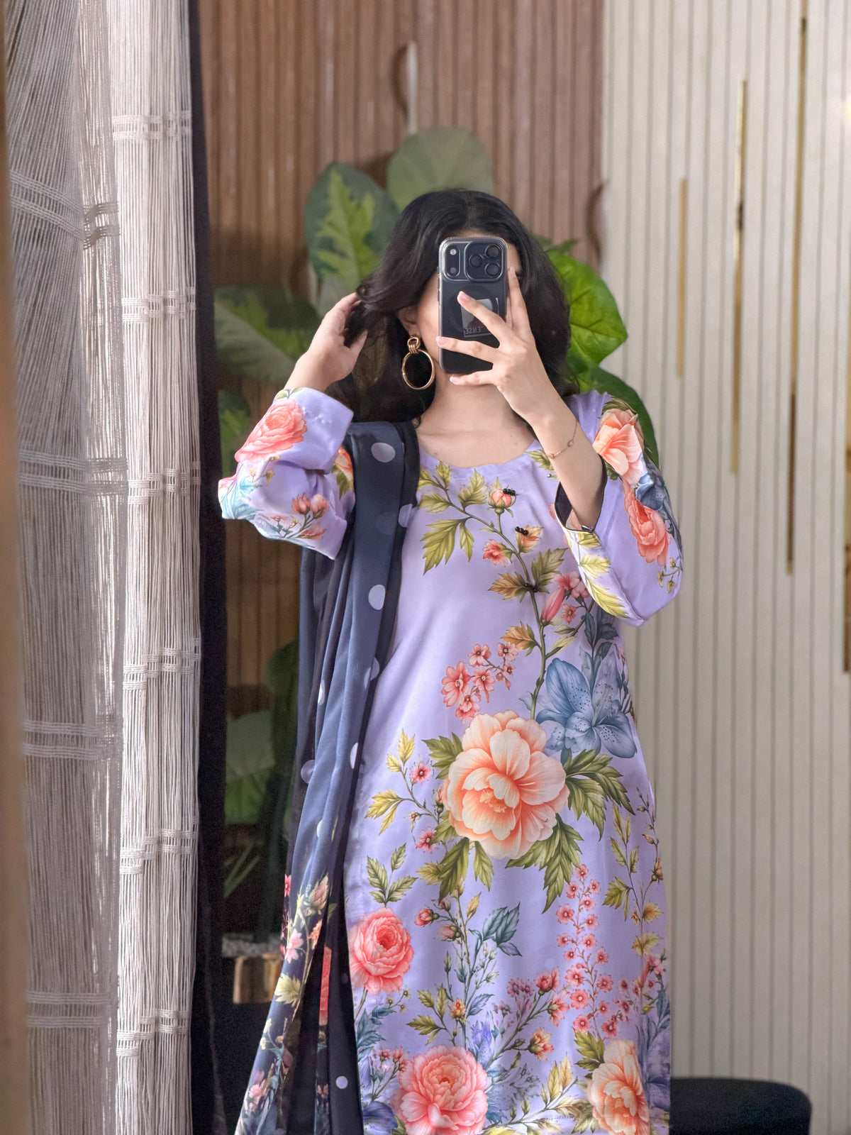 Lilac Bloom digital printed silk 3-piece suit, image 3 of 3