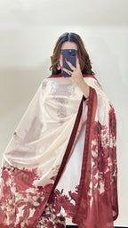 Mehroon Phool digital printed silk 3-piece suit, image 3 of 3