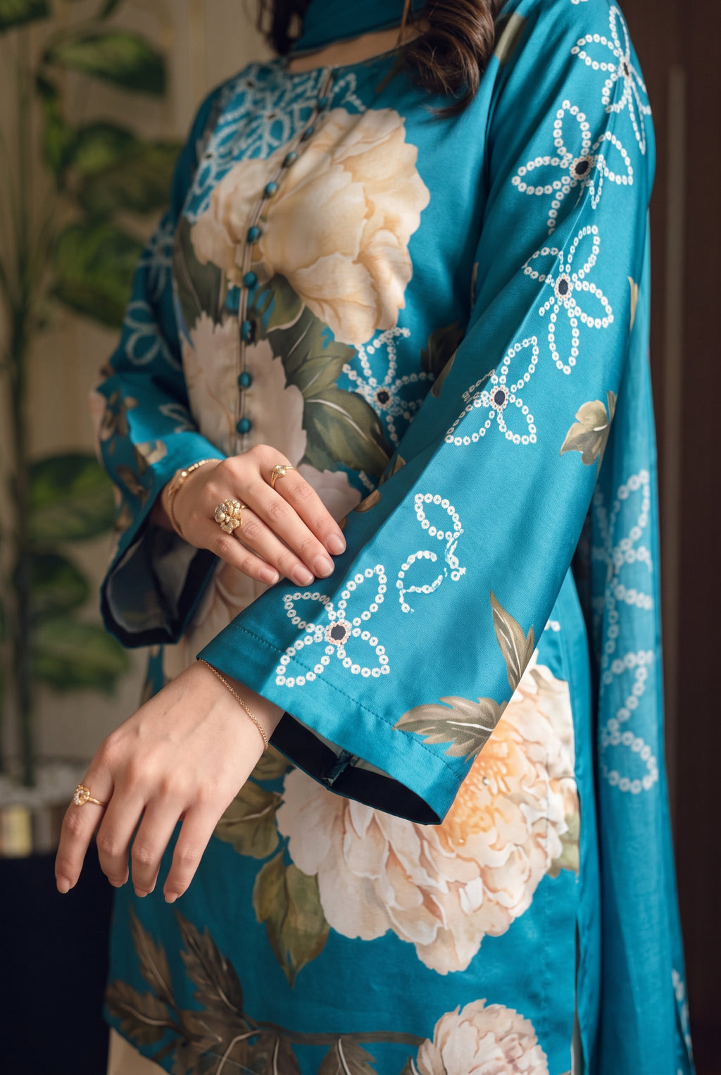 Sabz Pari - Emerald Bloom Digital Printed Silk 3 Piece Suit
