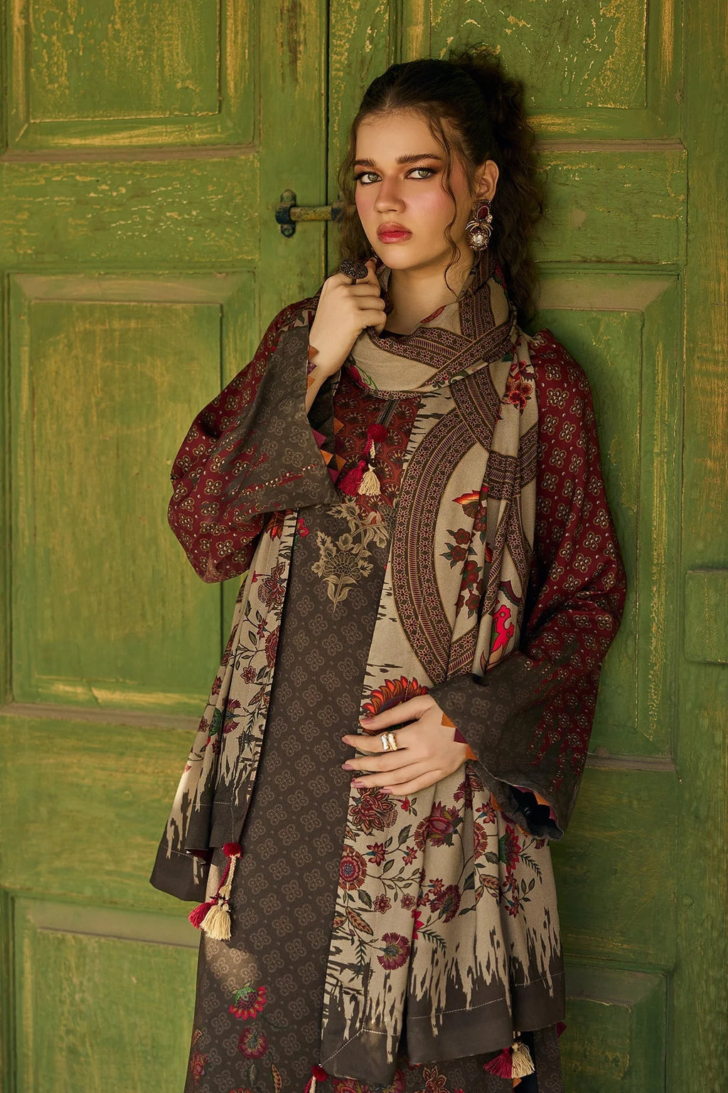 3PC Khadar Printed Suit with Shawl – GC-A34