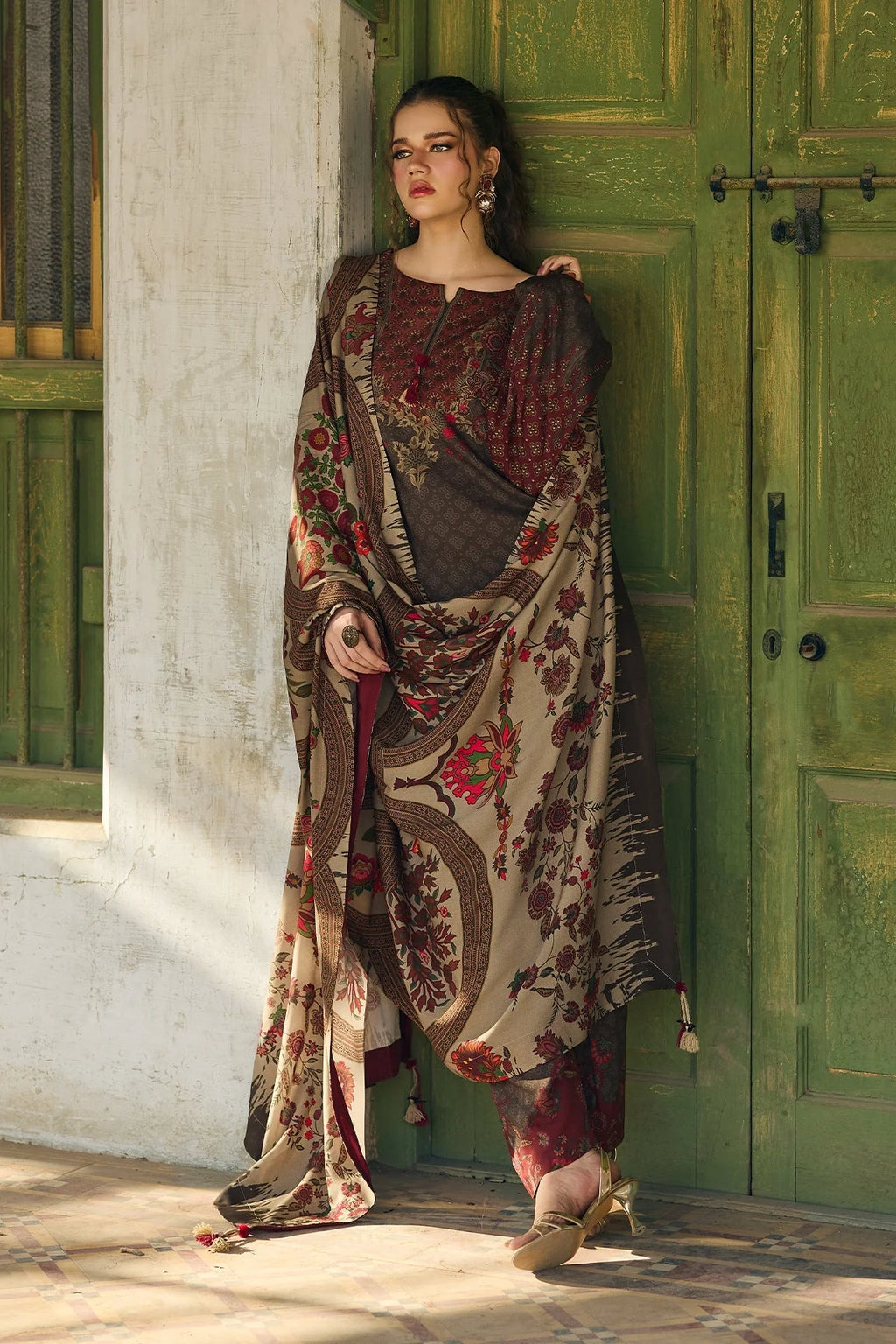 3PC Khadar Printed Suit with Shawl – GC-A34