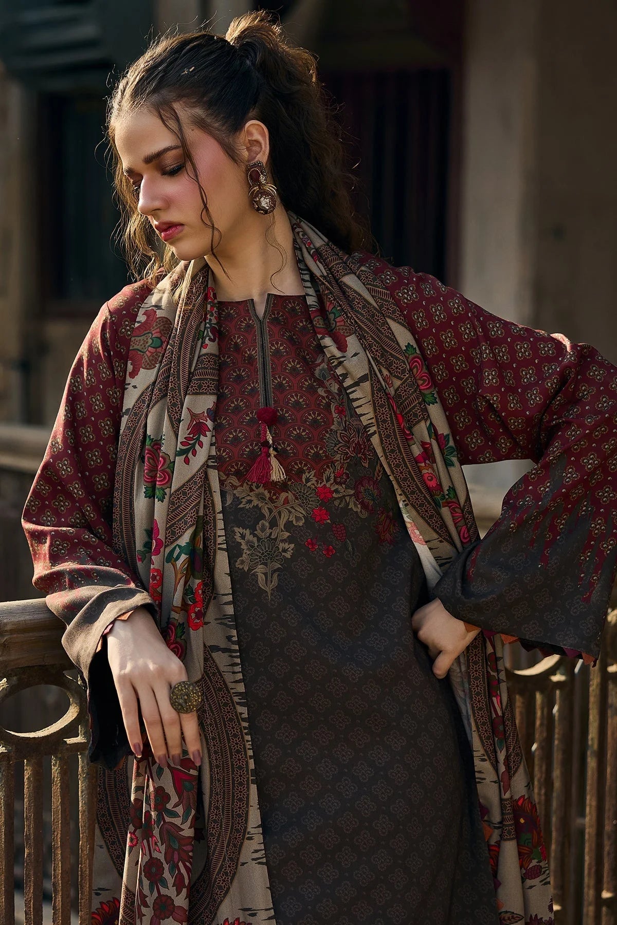 3PC Khadar Printed Suit with Shawl – GC-A34
