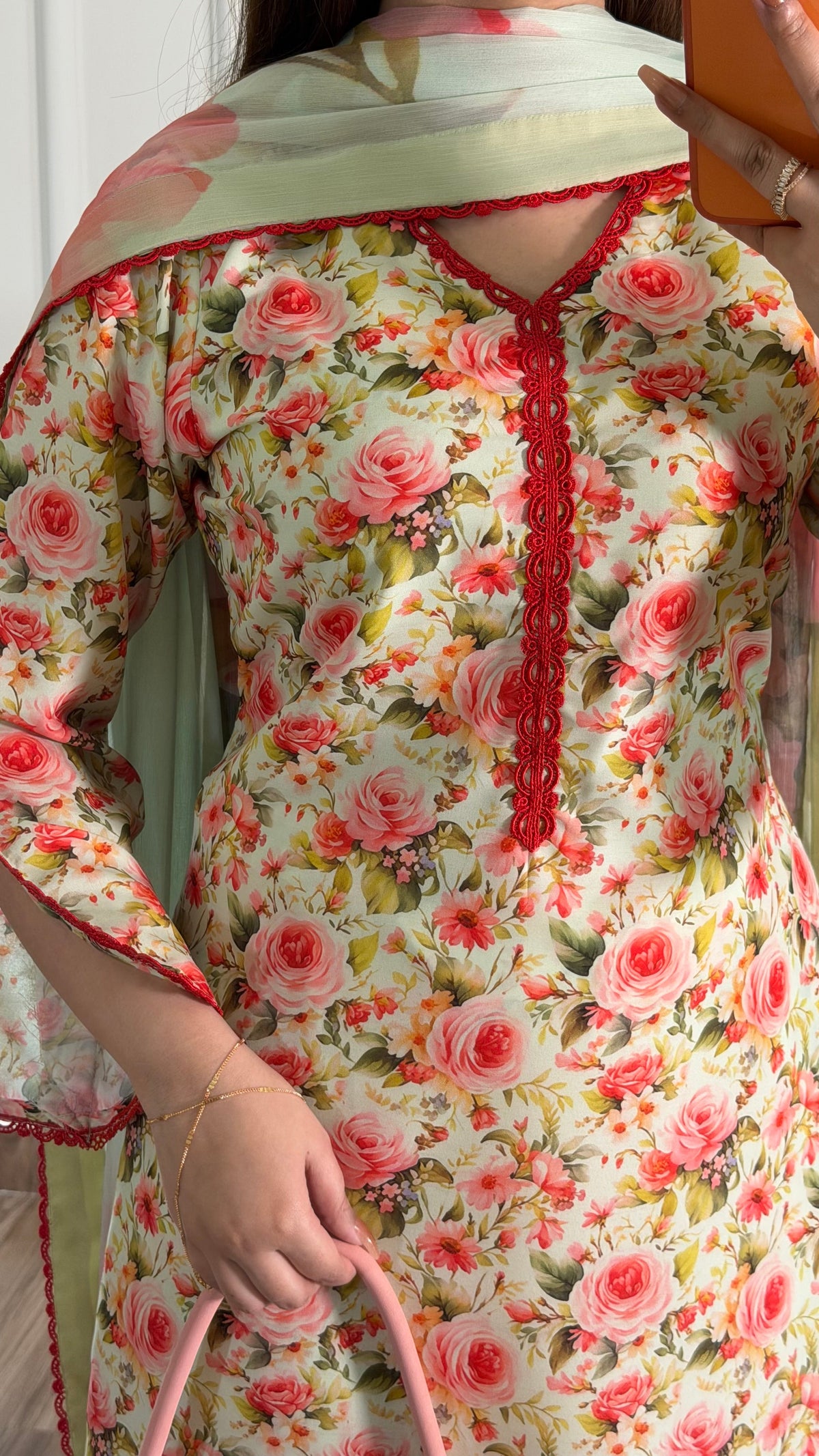 Pista Pink Rose Swiss lawn 3-piece suit, image 6 of 6