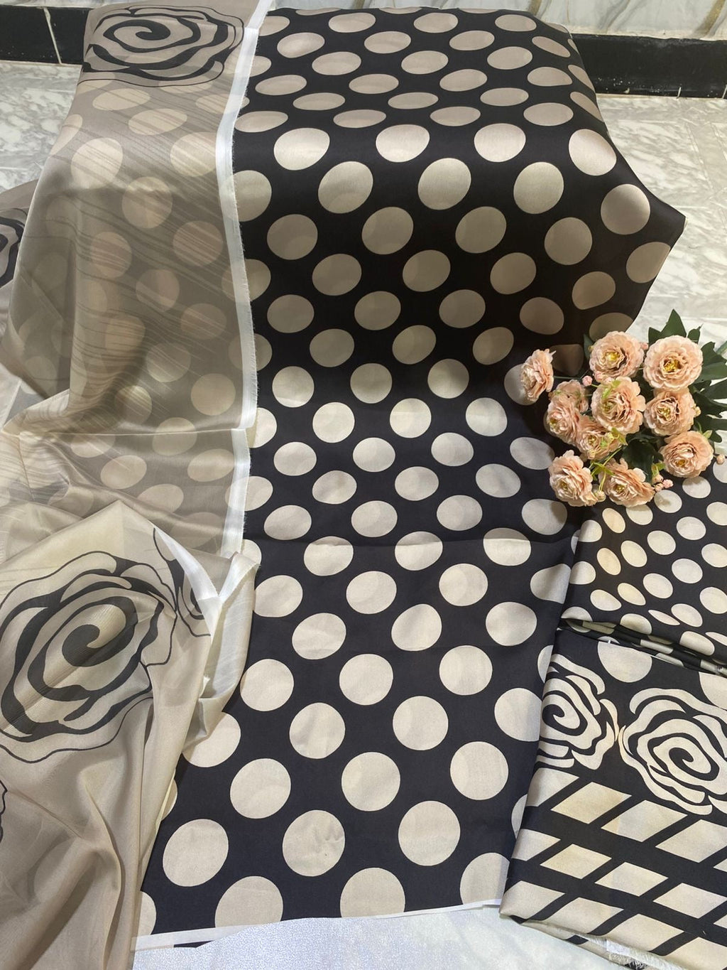 Polka (Design 2) digital printed silk 3-piece suit, image 3 of 3