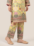 Basant - Yellow Poly Lawn 3 Piece Printed Suit