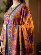 Rang Mahal - Mustard Poly Lawn 3 Piece Printed Suit