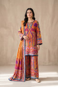 Rang Mahal - Mustard Poly Lawn 3 Piece Printed Suit