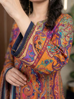 Rang Mahal - Mustard Poly Lawn 3 Piece Printed Suit
