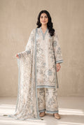 Neelofar - Ivory Poly Lawn 3 Piece Printed Suit