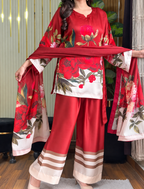 Surkh Gulab - Scarlet Rose Digital Printed Silk 3 Piece Suit