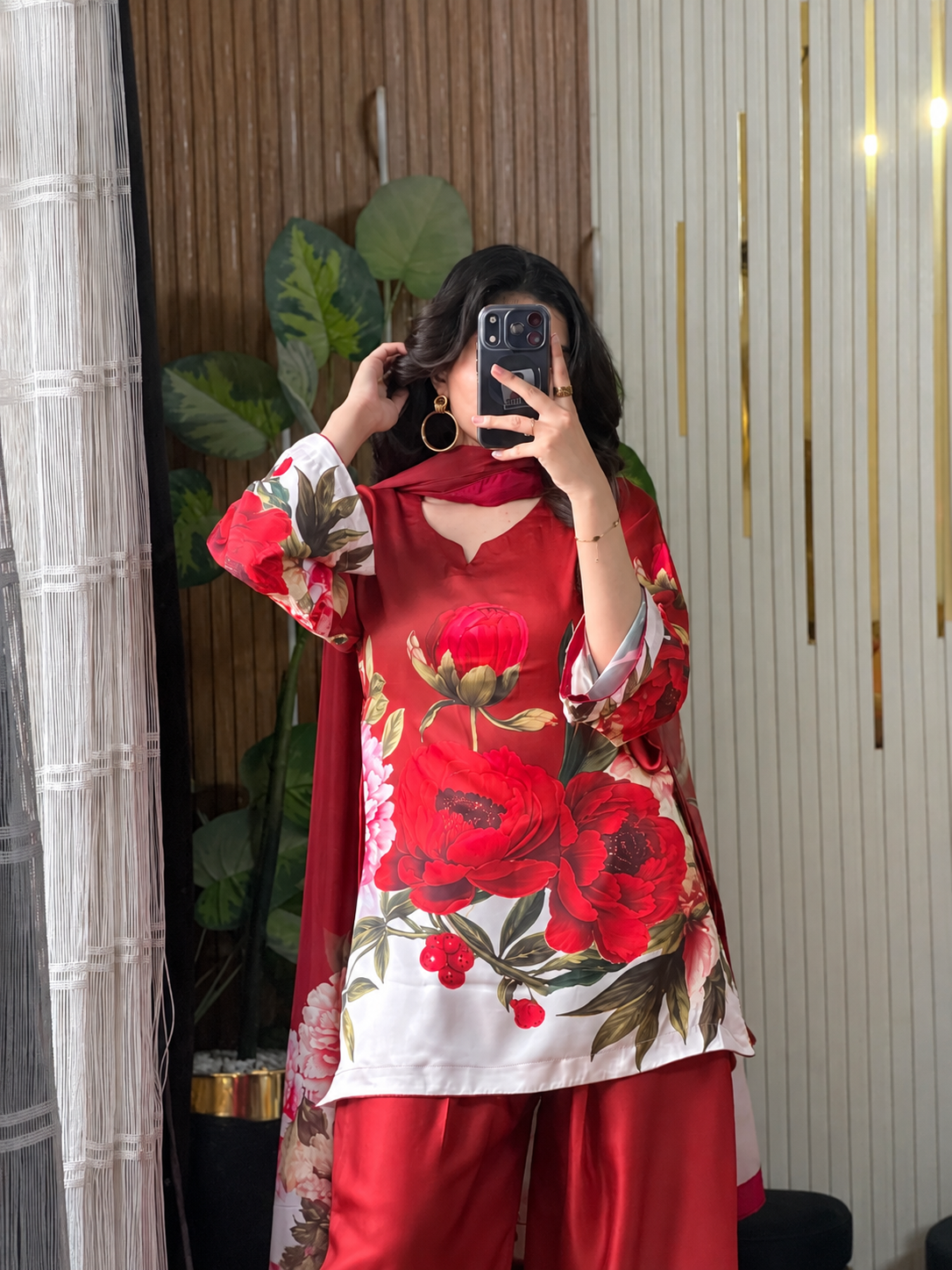 Surkh Gulab - Scarlet Rose Digital Printed Silk 3 Piece Suit