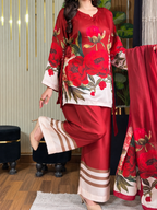 Surkh Gulab - Scarlet Rose Digital Printed Silk 3 Piece Suit