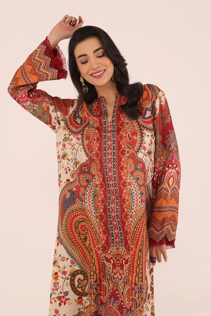 Aatish - Jupiter Fire Digital Printed Silk Long Kaftan