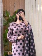 Violet Whisper digital printed silk 3-piece suit, image 3 of 3