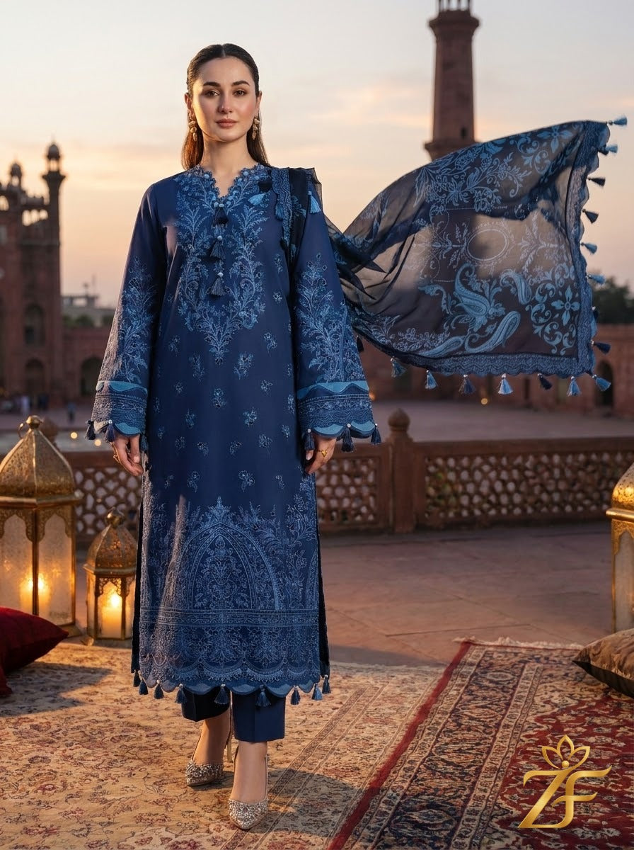 Neelam - Royal Navy 3 Piece Printed Suit