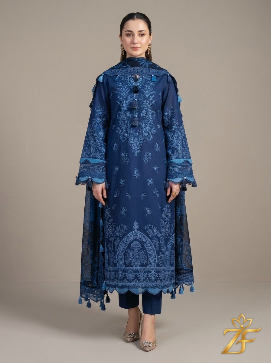 Neelam - Royal Navy 3 Piece Printed Suit