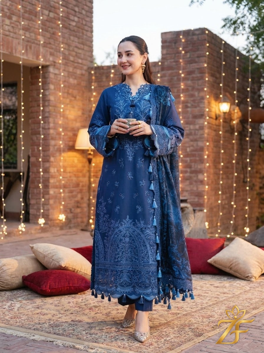 Neelam - Royal Navy 3 Piece Printed Suit