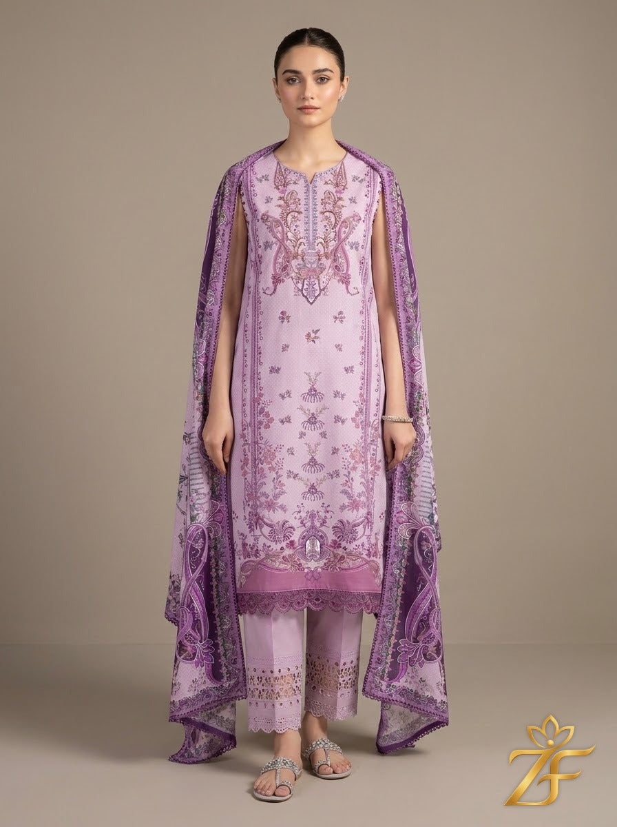 Sitara - Lilac Pink 3 Piece Printed Suit
