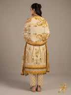 Sunehri - Beige Mustard 3 Piece Printed Suit