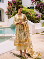 Sunehri - Beige Mustard 3 Piece Printed Suit