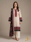 Chandni - Off White Black 3 Piece Printed Suit