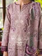 Zeenat - Mauve Plum 3 Piece Printed Suit