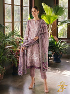 Zeenat - Mauve Plum 3 Piece Printed Suit
