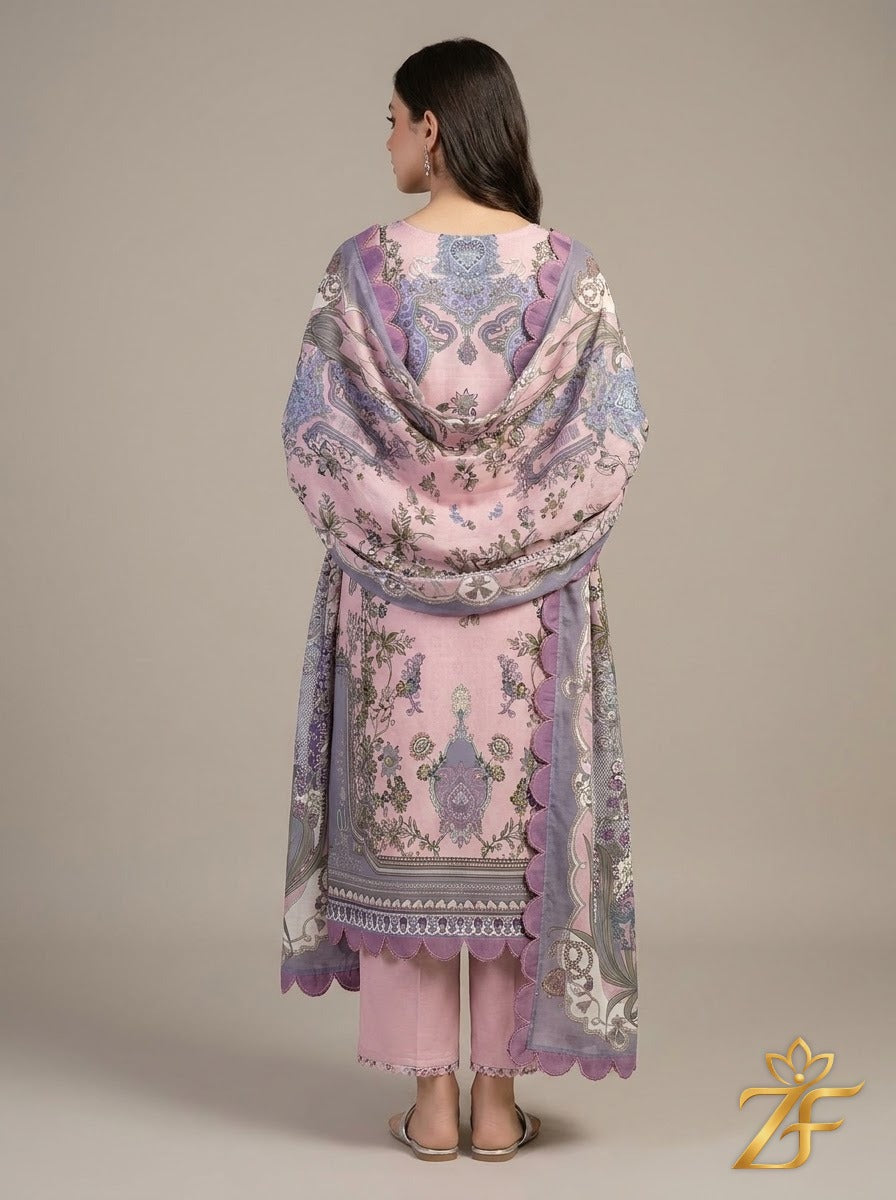 Ada - Blush Pink Grey 3 Piece Printed Suit